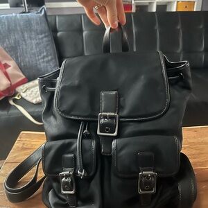 Vintage COACH Black Nylon Leather Trim Backpack Bag 4290